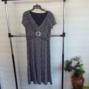 Perceptions Blue and White Midi Dress Size 14